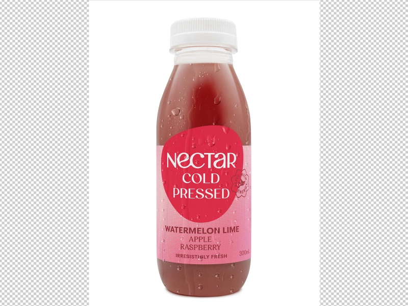 Labeled plastic fruit beverage bottle with realistic condensation effect.jpg Labeled plastic fruit beverage bottle with realistic condensation effect.jpg