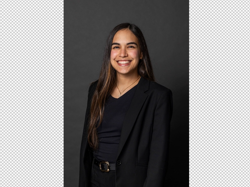 Before editing portrait of female employee with uneven lighting, minor skin imperfections, clothing creases, and inconsistent background tone.jpg Before editing portrait of female employee with uneven lighting, minor skin imperfections, clothing creases, and inconsistent background tone.jpg