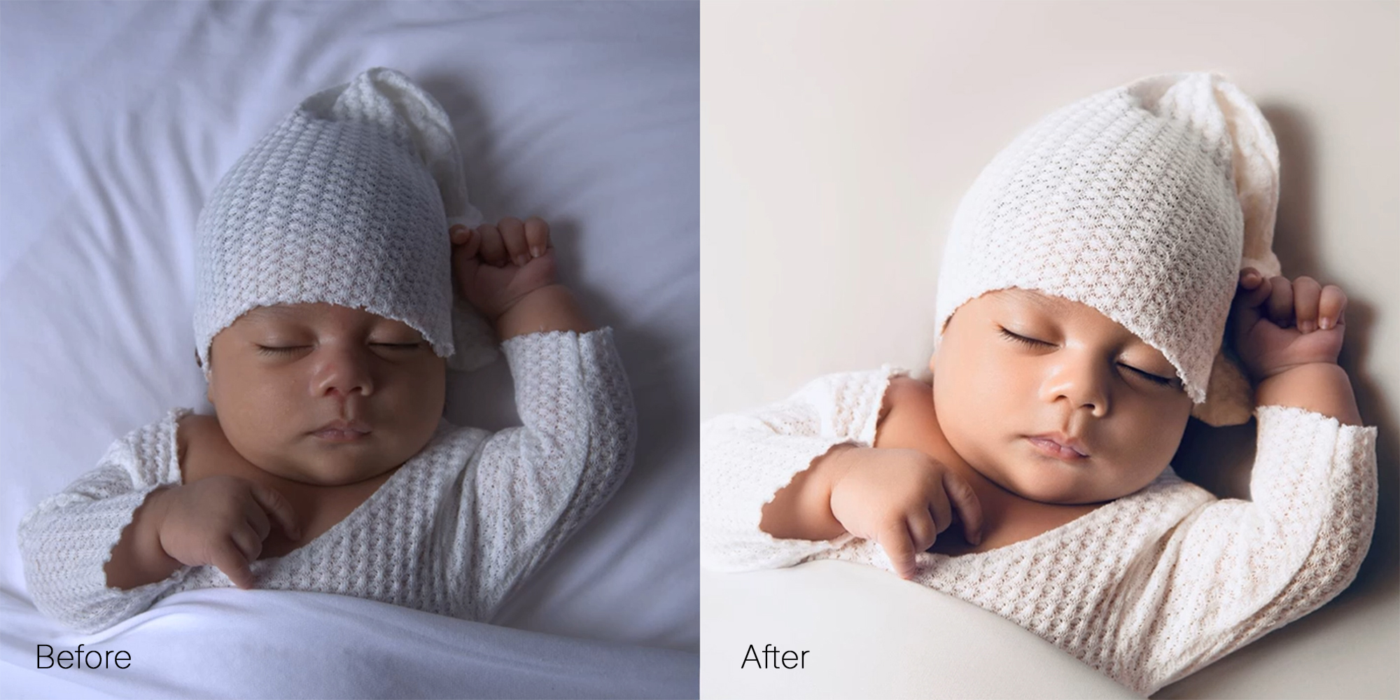 Before and after editorial portrait retouching with natural skin texture refinement improved color harmony tonal balance and professional magazine-quality finish